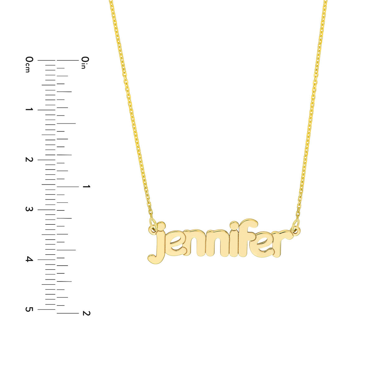 5mm Bubble Font Nameplate Necklace 14K Gold