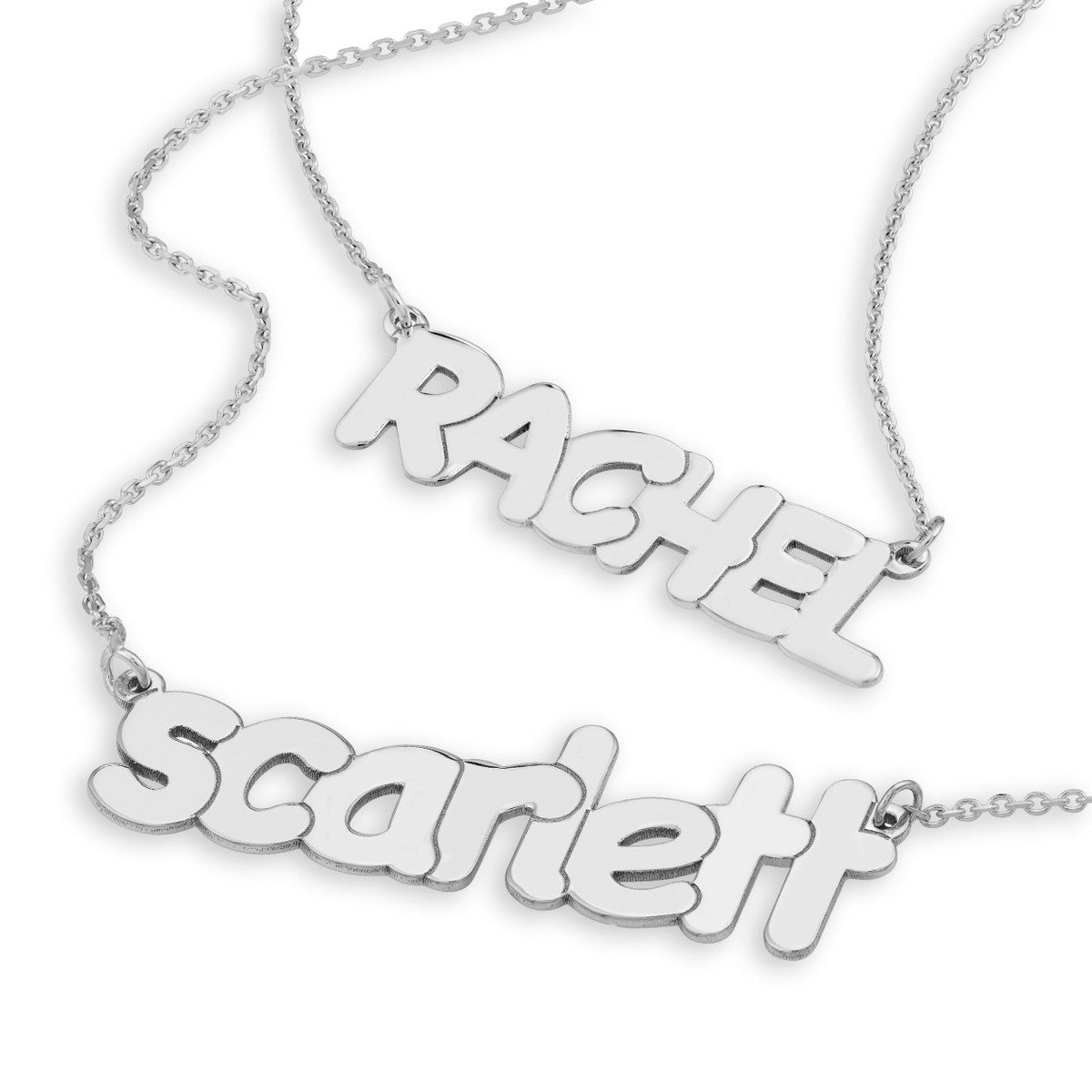 7mm Bubble Font Nameplate Necklace 14K Gold