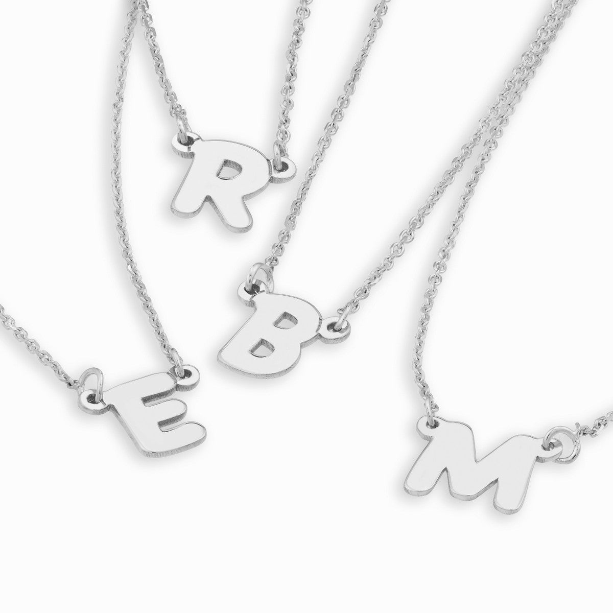 7mm Bubble Font Nameplate Necklace 14K Gold