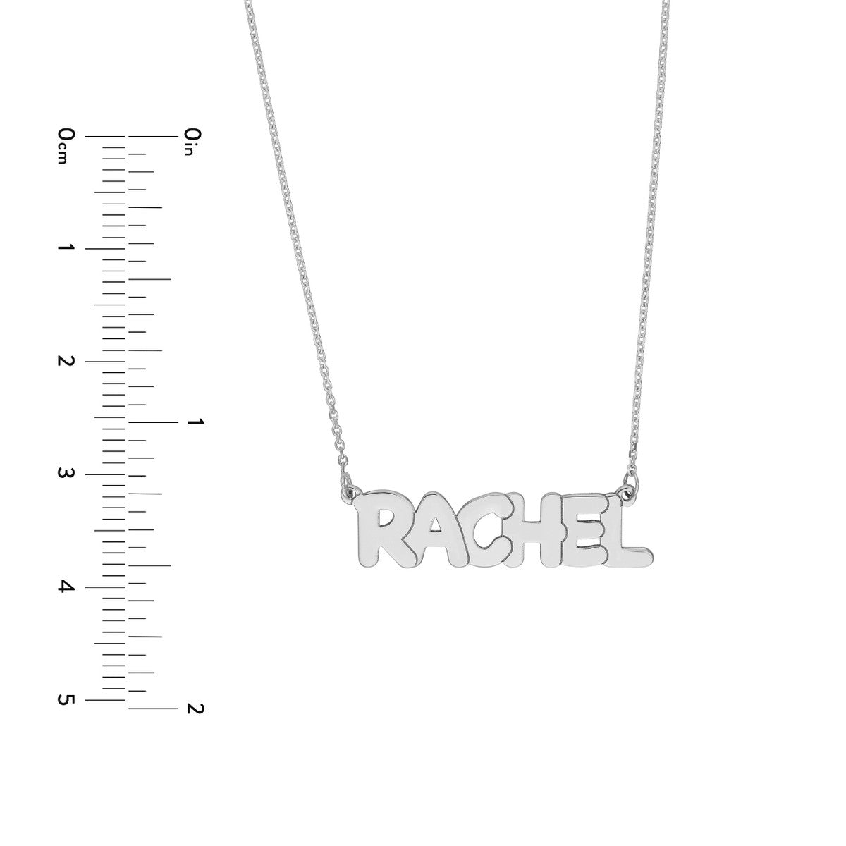 7mm Bubble Font Nameplate Necklace 14K Gold