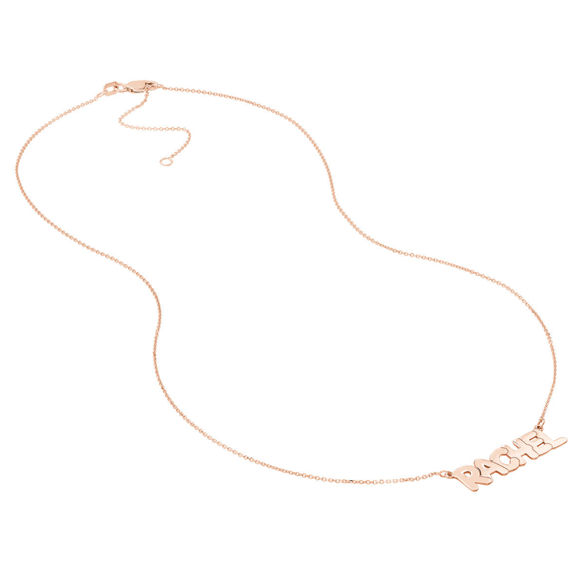 7mm Bubble Font Nameplate Necklace 14K Gold
