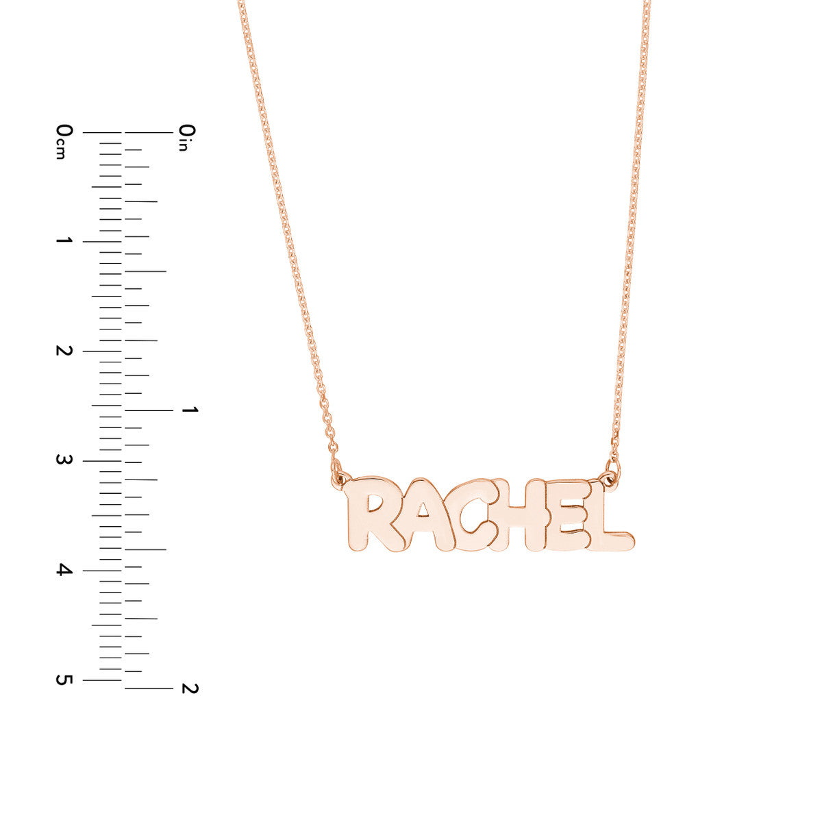 7mm Bubble Font Nameplate Necklace 14K Gold