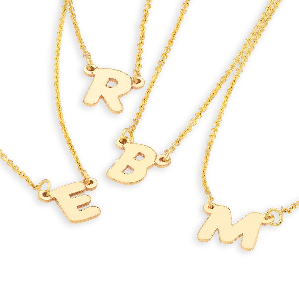 7mm Bubble Font Nameplate Necklace 14K Gold