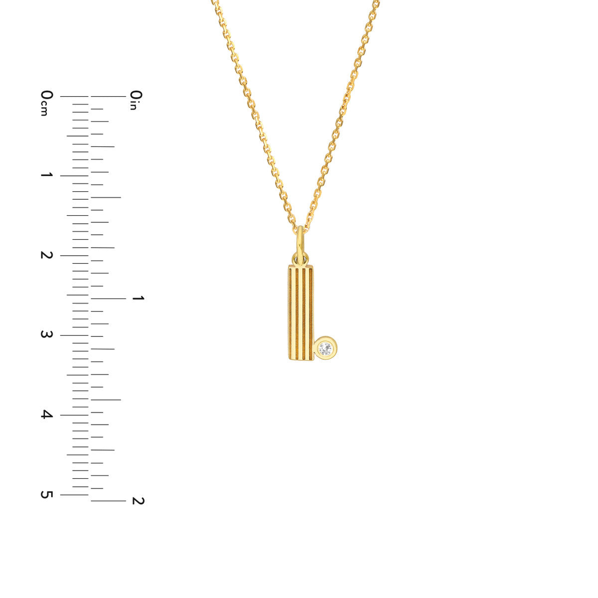 Block Lined Initial 'I' with Diamond Necklace 14K Yellow Gold