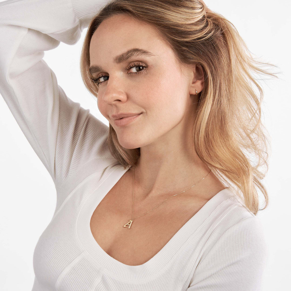 Diamond Gothic Initial Necklace 14K Yellow Gold