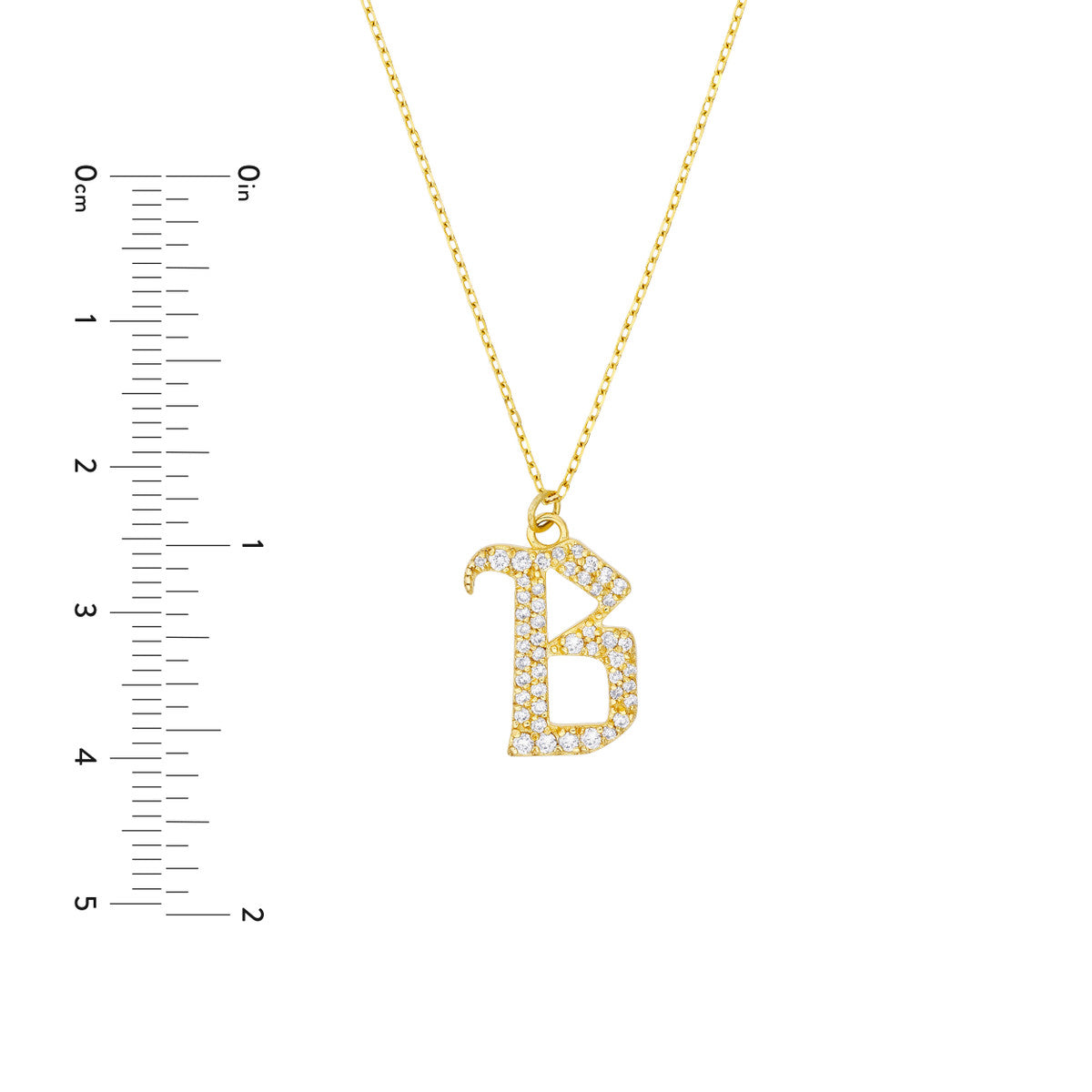 Diamond Gothic Initial Necklace 14K Yellow Gold