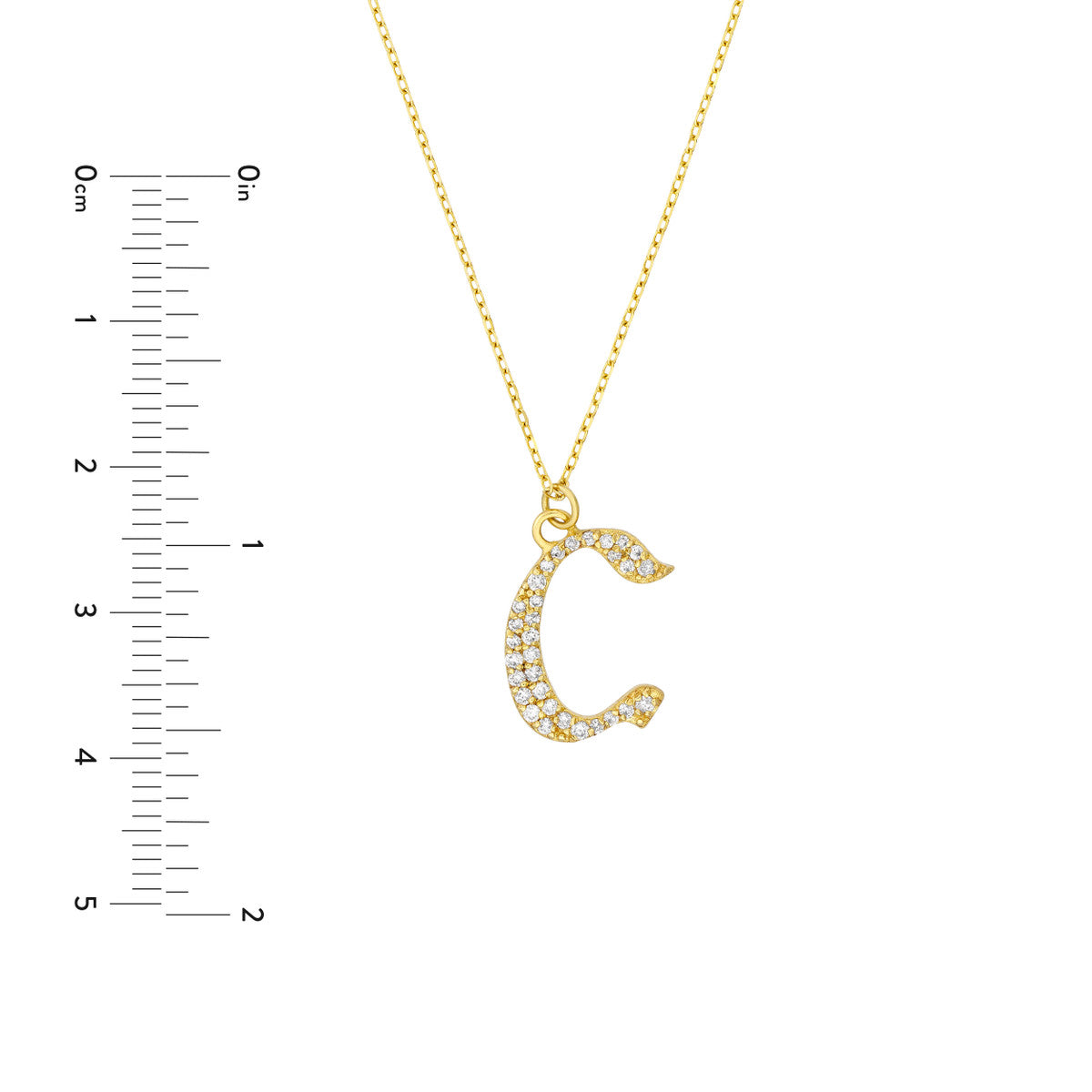 Diamond Gothic Initial Necklace 14K Yellow Gold