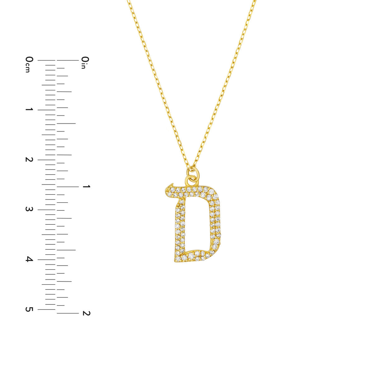 Diamond Gothic Initial Necklace 14K Yellow Gold