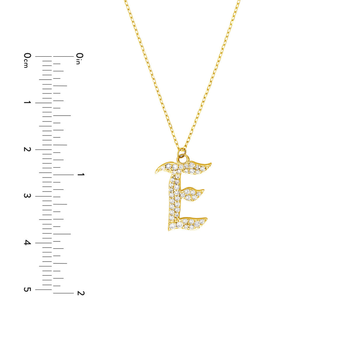 Diamond Gothic Initial Necklace 14K Yellow Gold