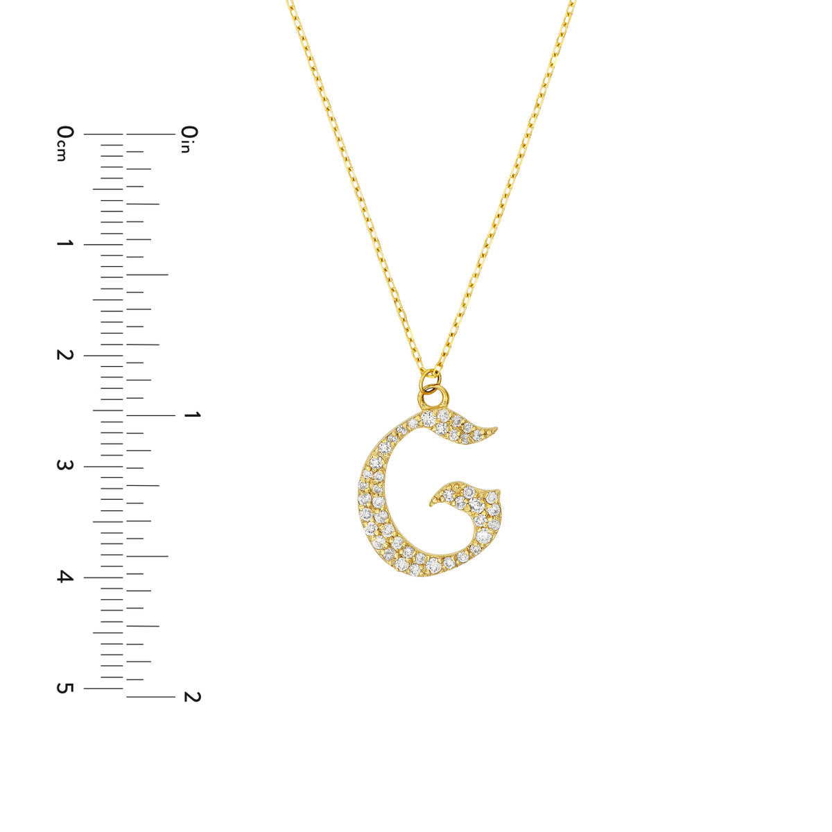 Diamond Gothic Initial Necklace 14K Yellow Gold