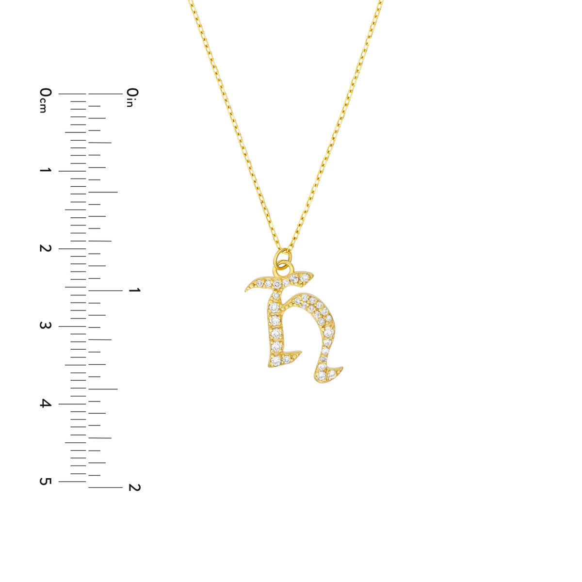 Diamond Gothic Initial Necklace 14K Yellow Gold