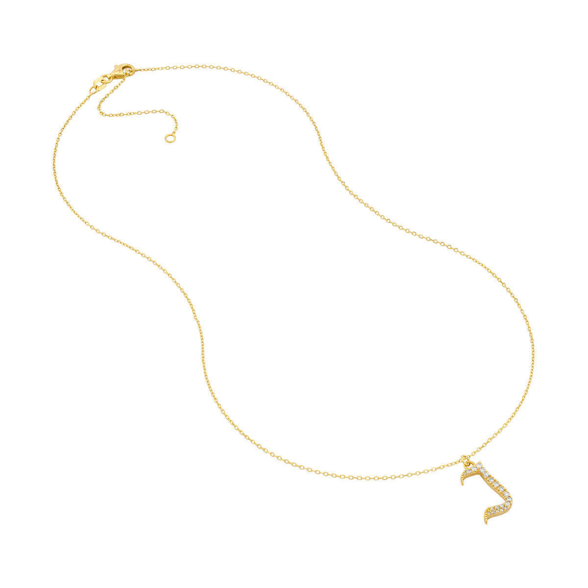 Diamond Gothic Initial Necklace 14K Yellow Gold