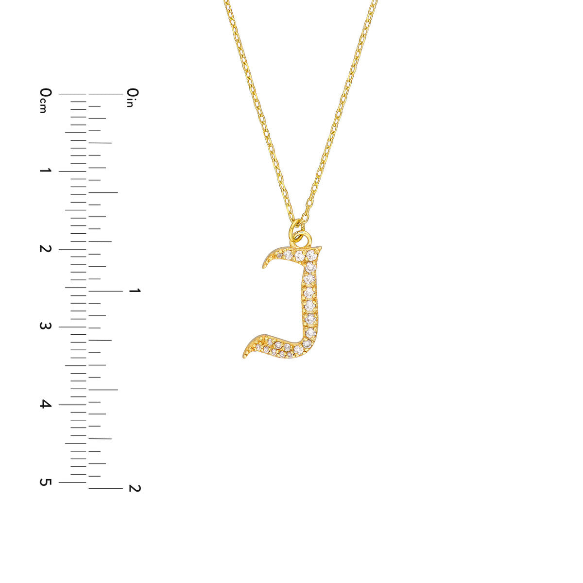 Diamond Gothic Initial Necklace 14K Yellow Gold