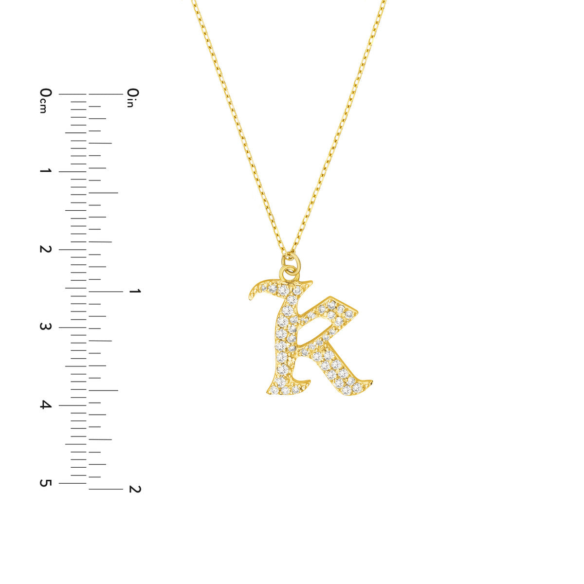 Diamond Gothic Initial Necklace 14K Yellow Gold