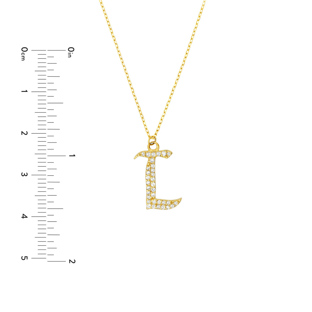 Diamond Gothic Initial Necklace 14K Yellow Gold