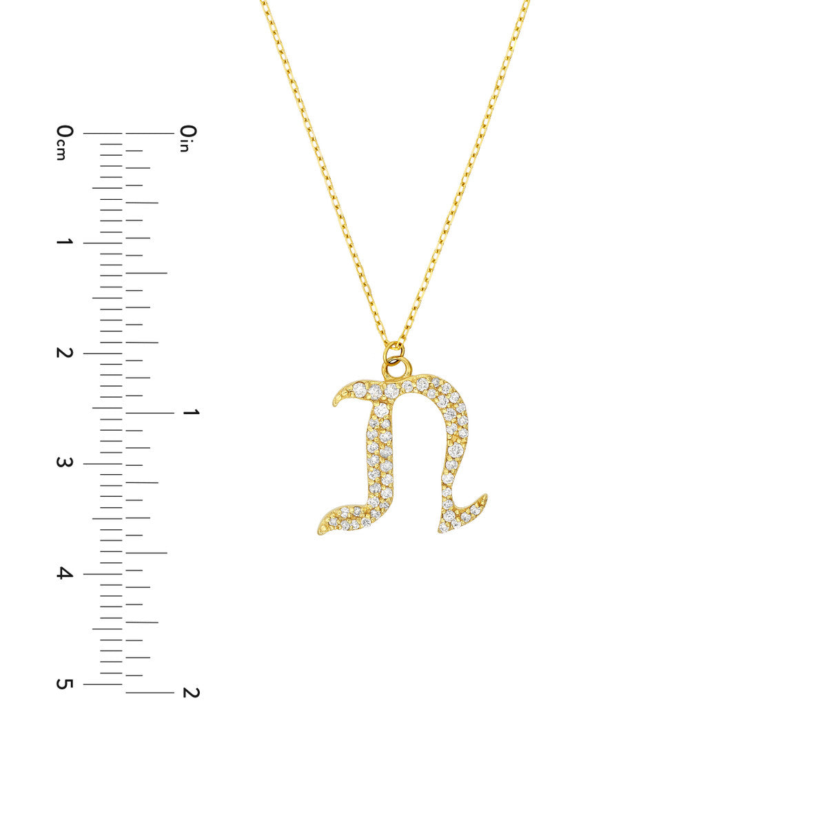 Diamond Gothic Initial Necklace 14K Yellow Gold