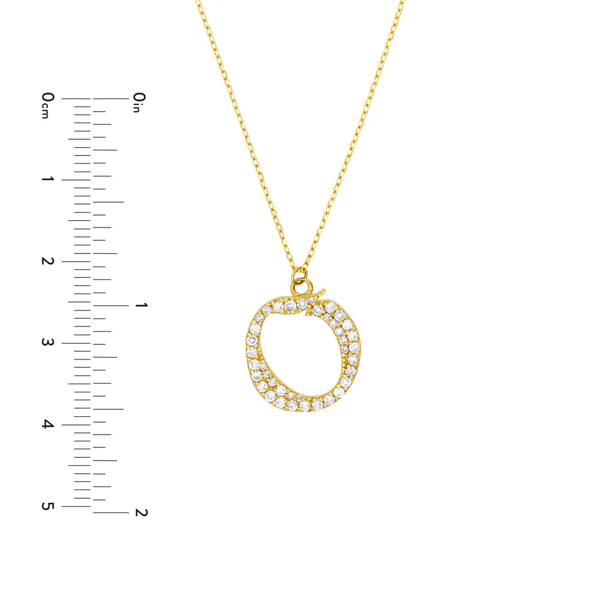 Diamond Gothic Initial Necklace 14K Yellow Gold