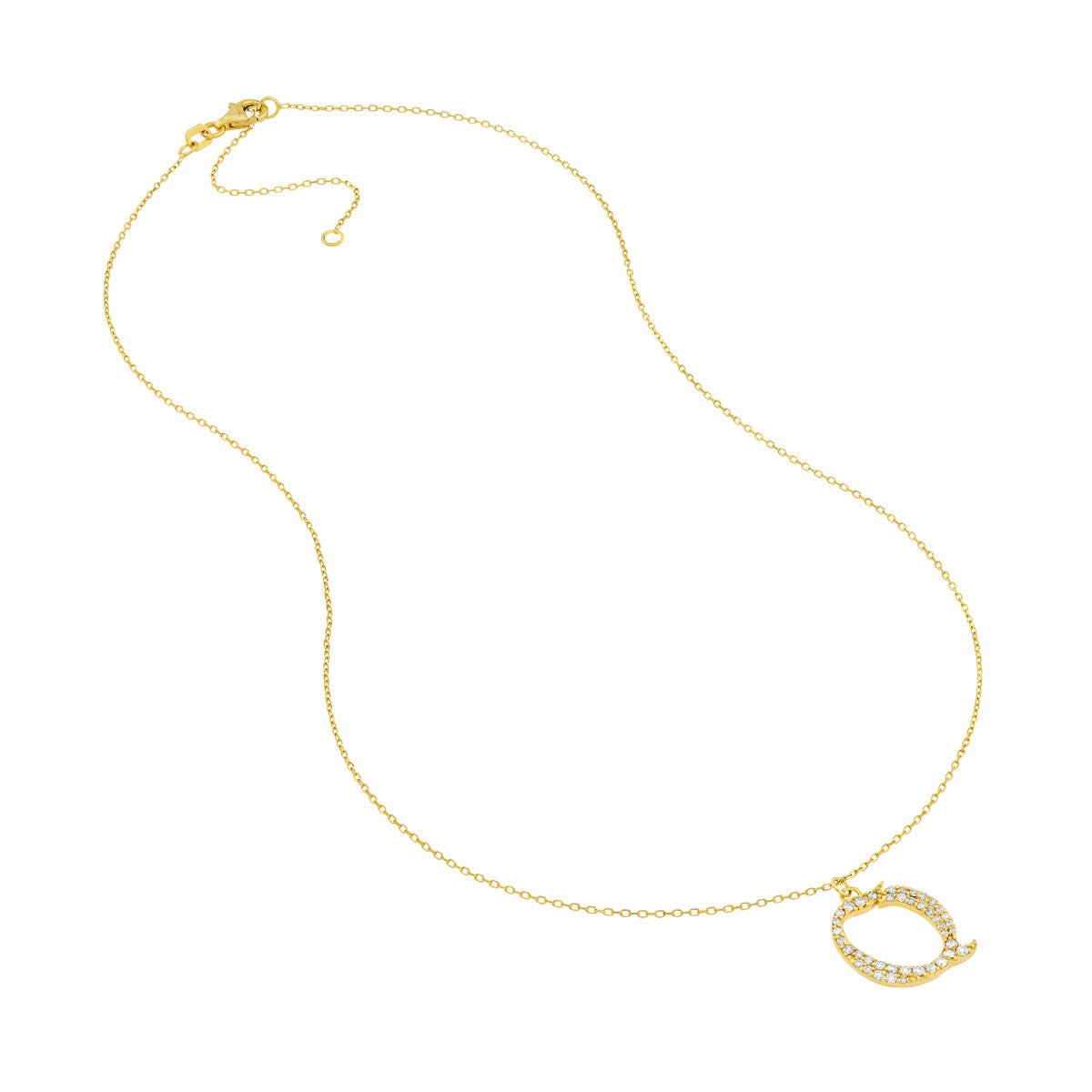 Diamond Gothic Initial Necklace 14K Yellow Gold