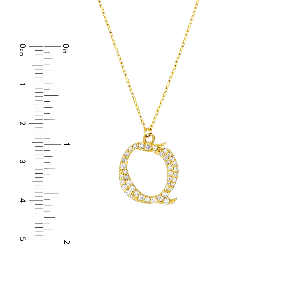 Diamond Gothic Initial Necklace 14K Yellow Gold