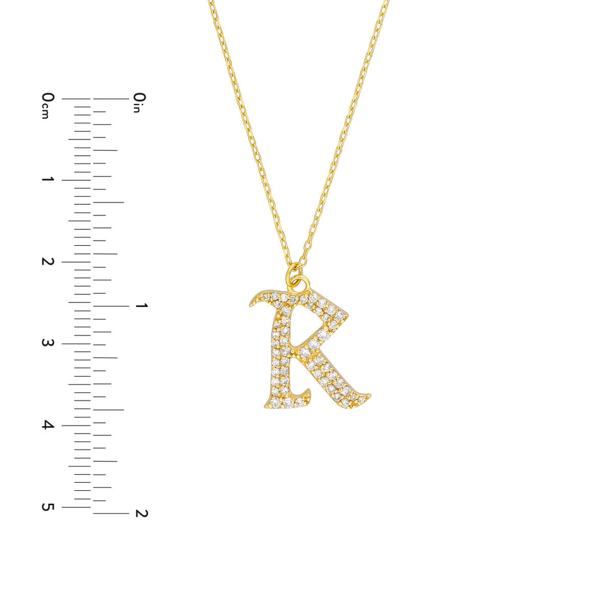 Diamond Gothic Initial Necklace 14K Yellow Gold