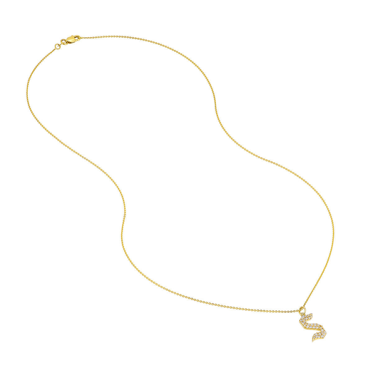 Diamond Gothic Initial Necklace 14K Yellow Gold