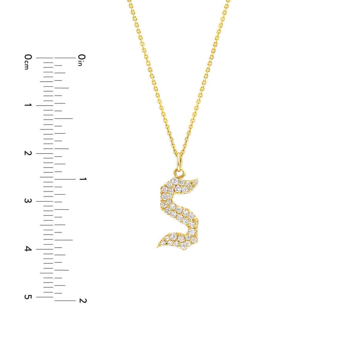 Diamond Gothic Initial Necklace 14K Yellow Gold