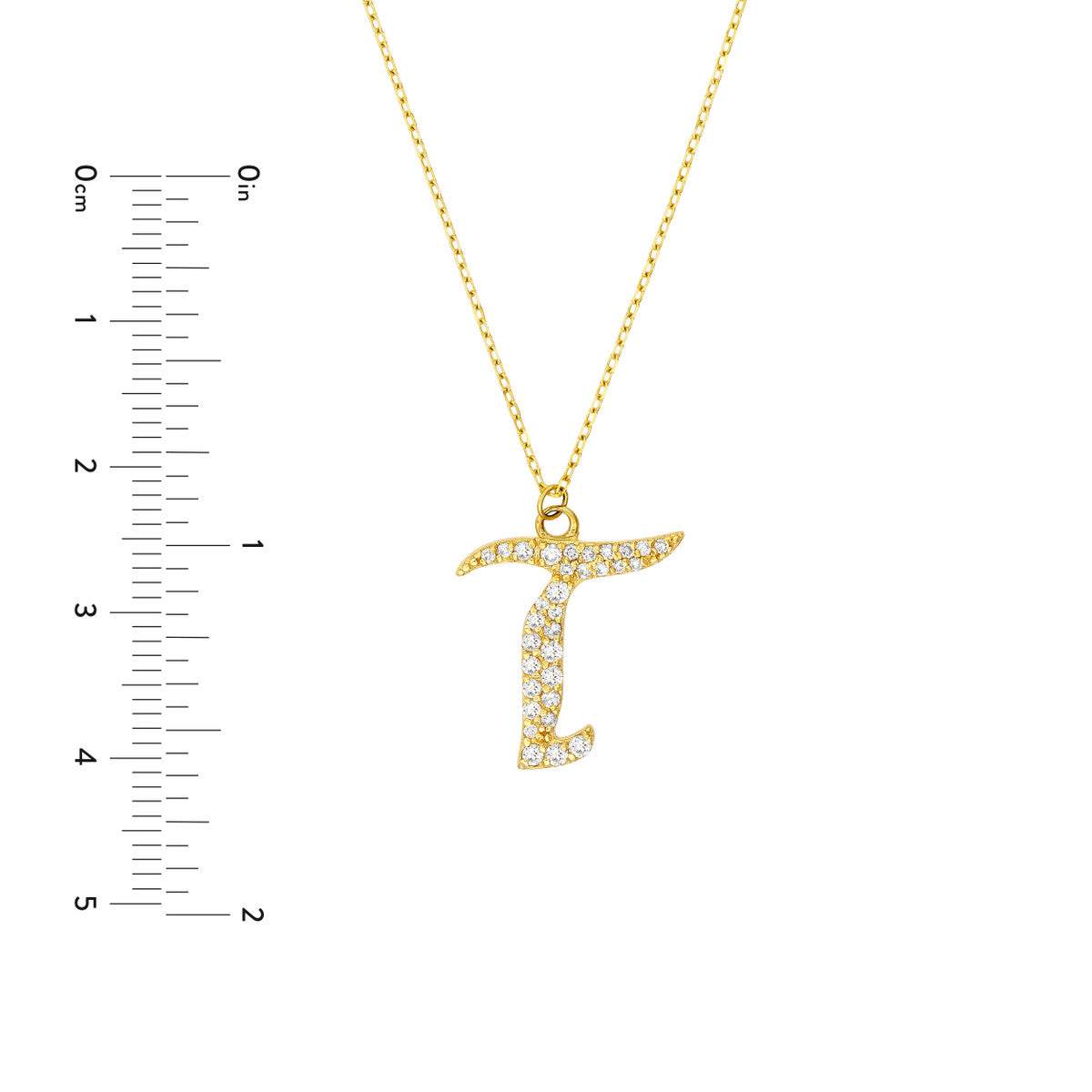 Diamond Gothic Initial Necklace 14K Yellow Gold