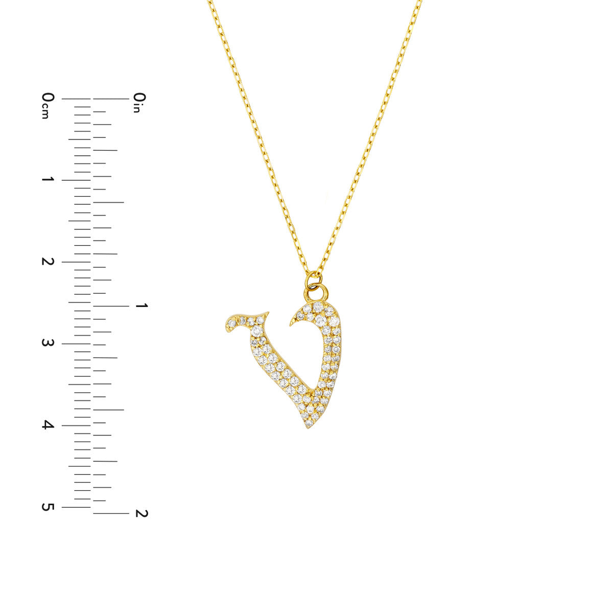 Diamond Gothic Initial Necklace 14K Yellow Gold