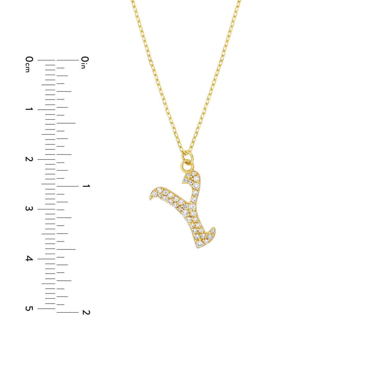 Diamond Gothic Initial Necklace 14K Yellow Gold