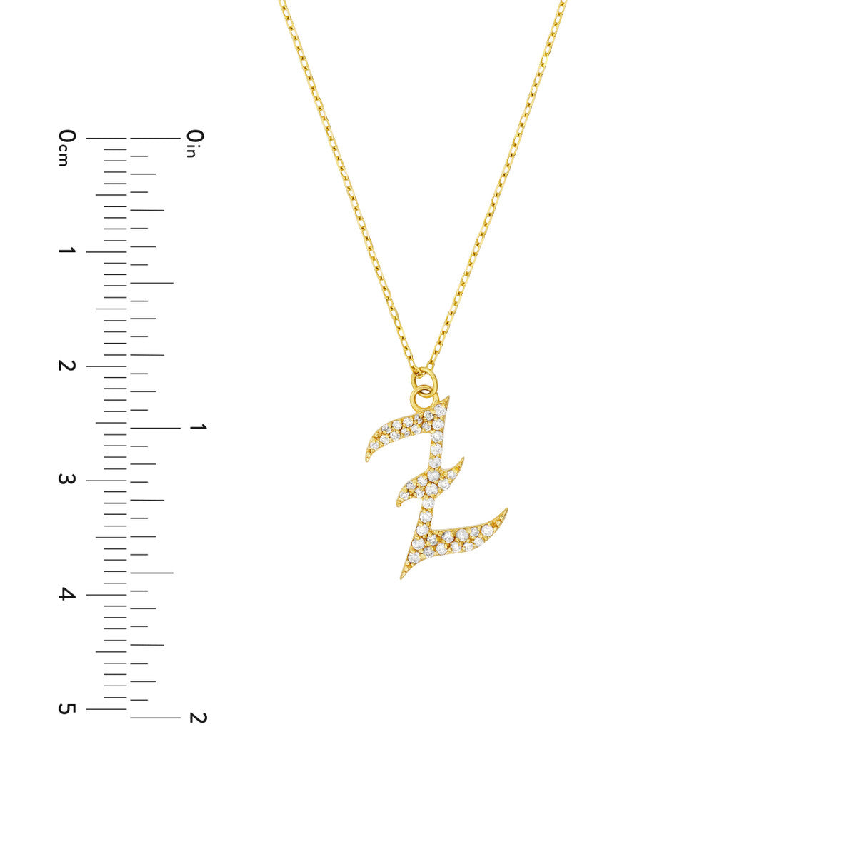Diamond Gothic Initial Necklace 14K Yellow Gold