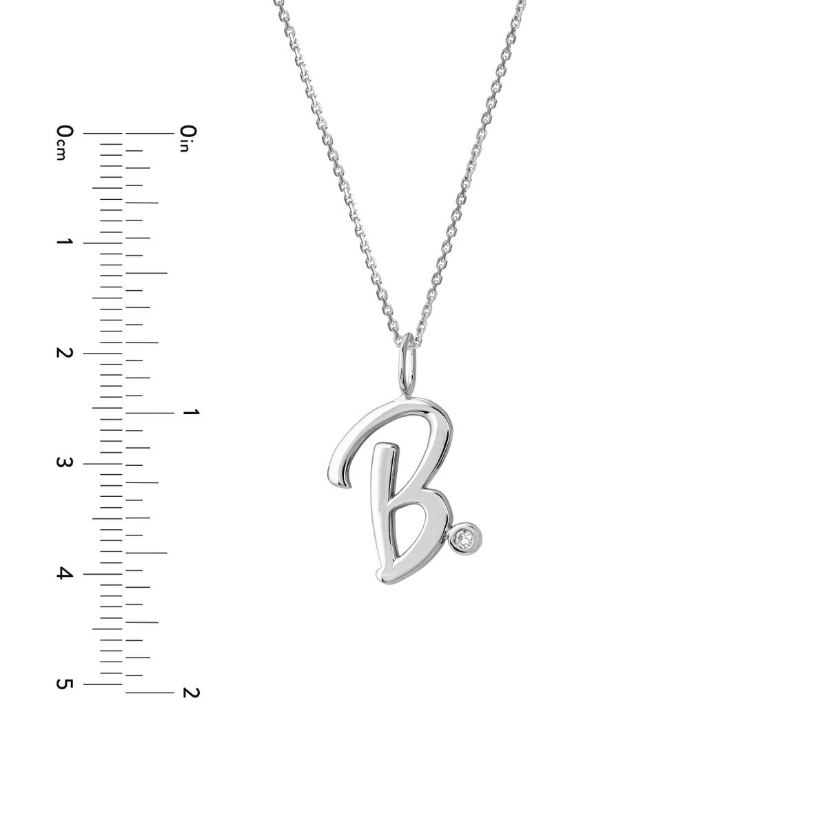 Script “B” Initial with Diamond Bezel Necklace 14K Gold
