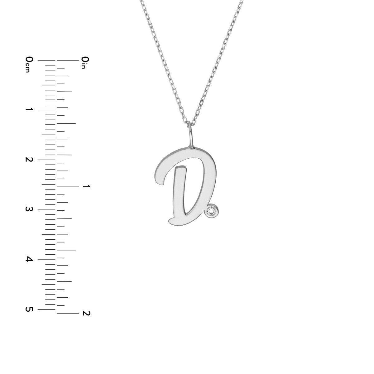 Script “D” Initial with Diamond Bezel Necklace 14K Gold