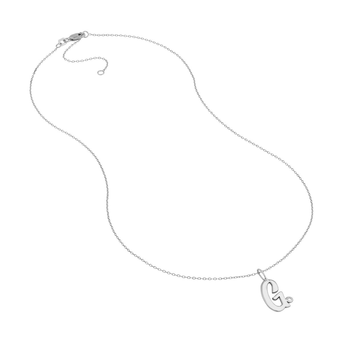 Script 'G' with Diamond Bezel Necklace 14K Gold
