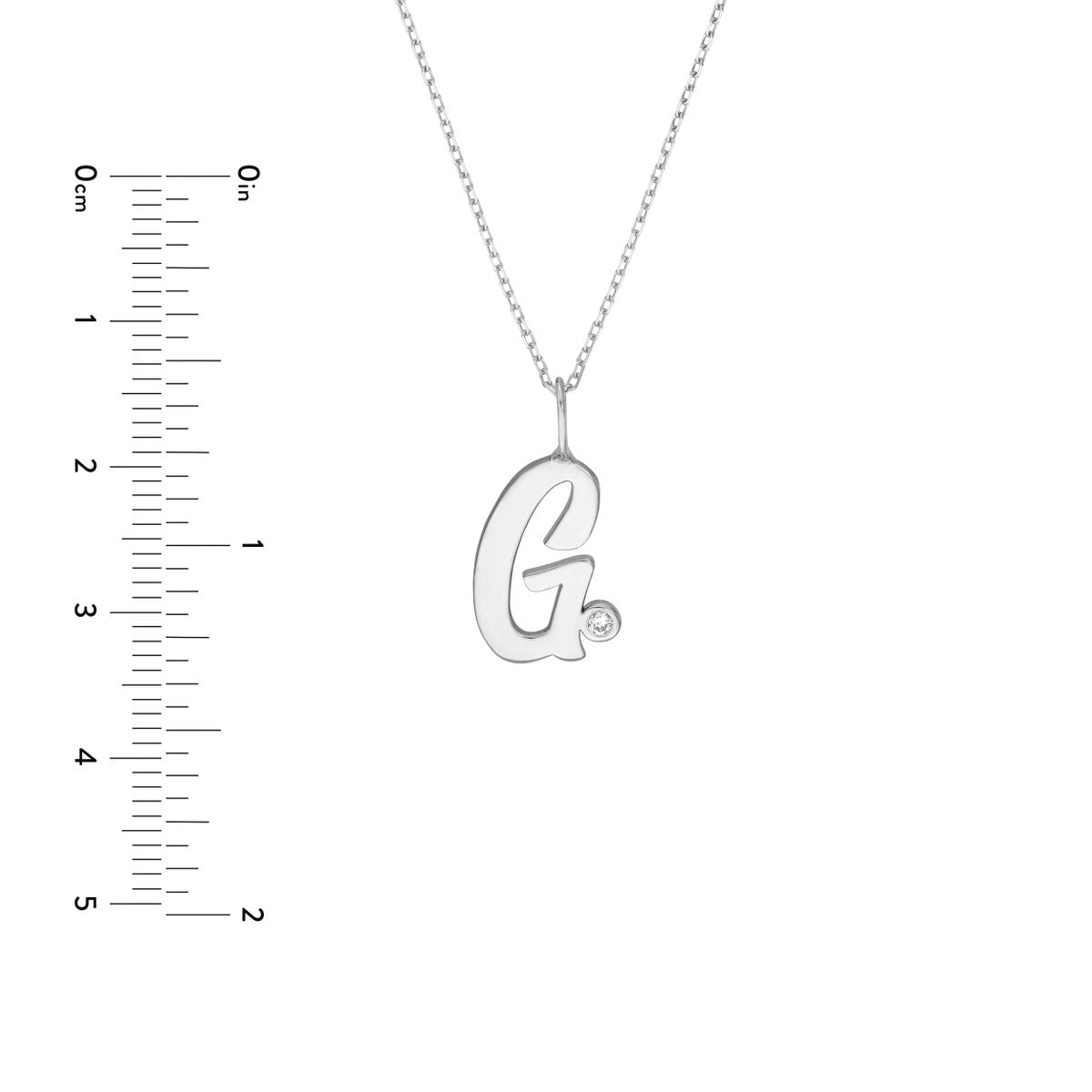 Script 'G' with Diamond Bezel Necklace 14K Gold