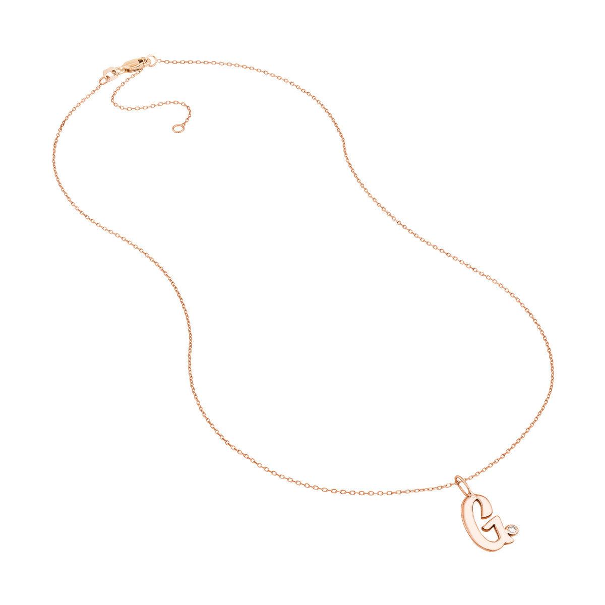 Script 'G' with Diamond Bezel Necklace 14K Gold