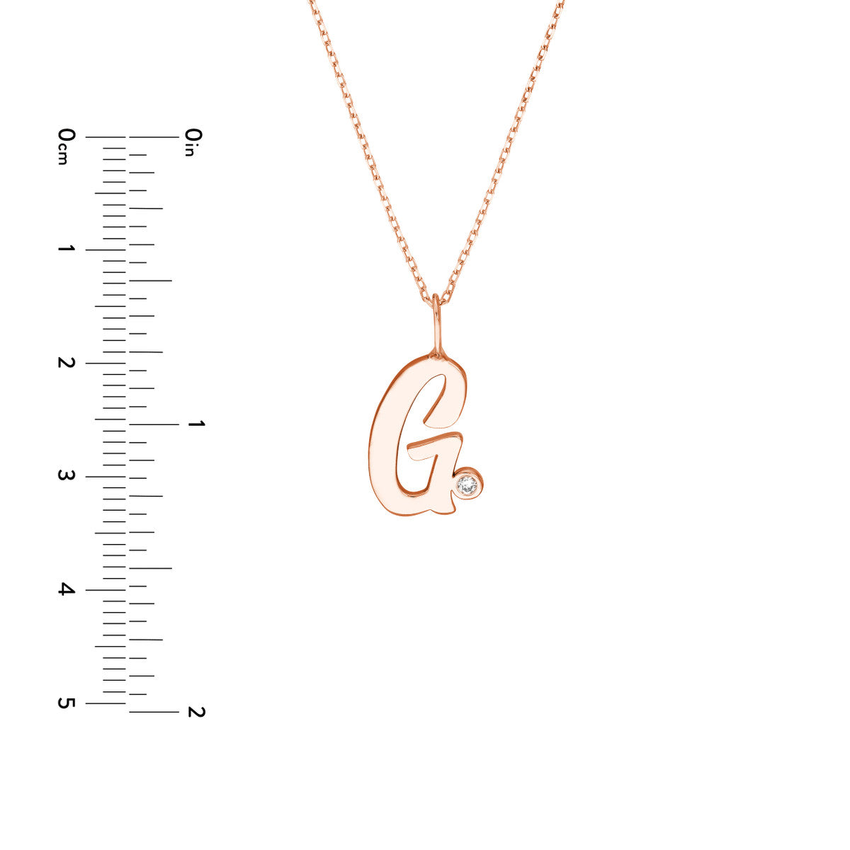 Script 'G' with Diamond Bezel Necklace 14K Gold