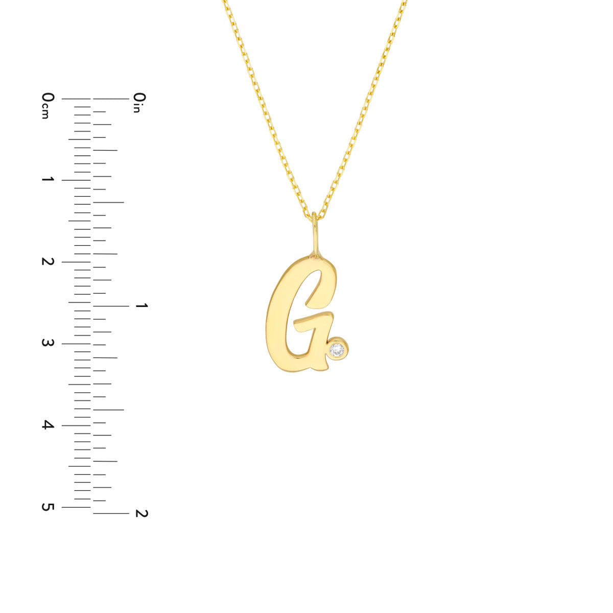 Script 'G' with Diamond Bezel Necklace 14K Gold
