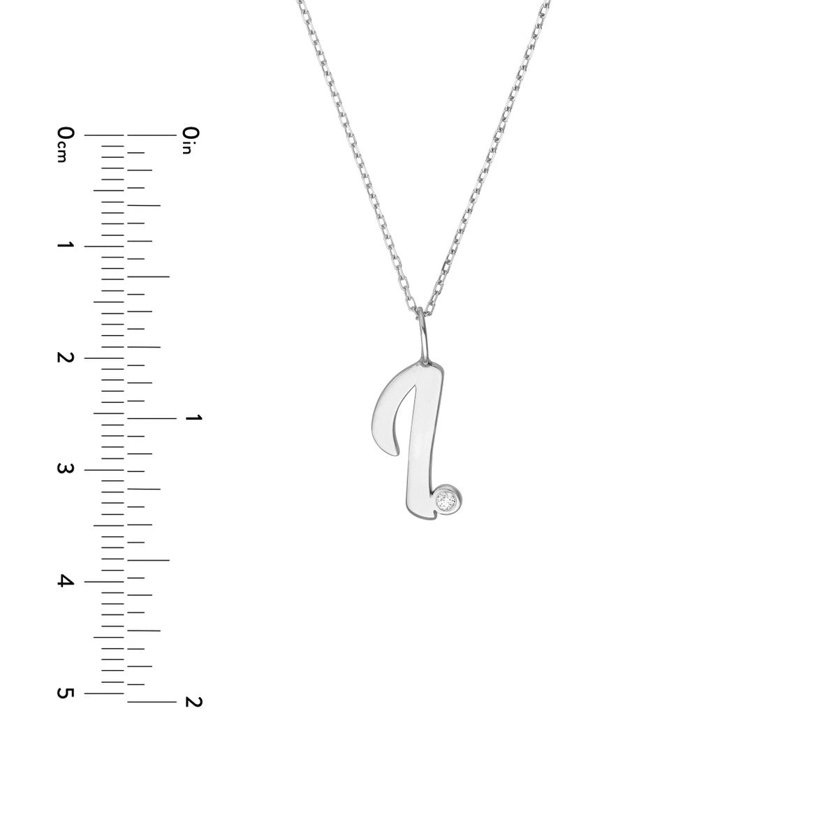 Script 'I' with Diamond Bezel Necklace 14K Gold