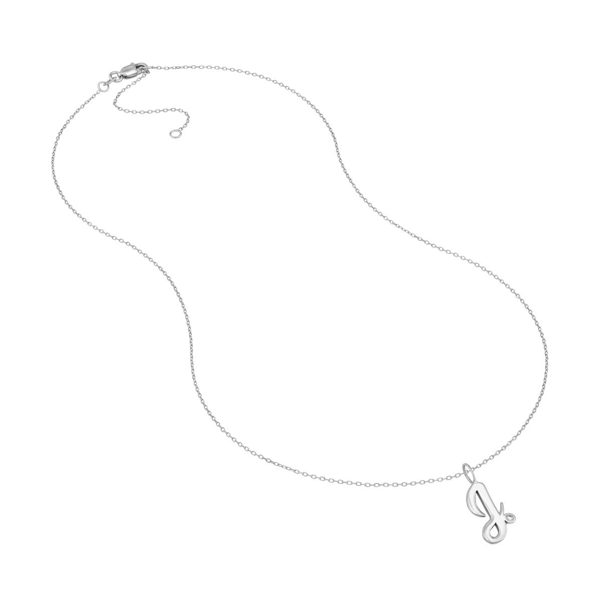 Script 'J' with Diamond Bezel Necklace 14K Gold