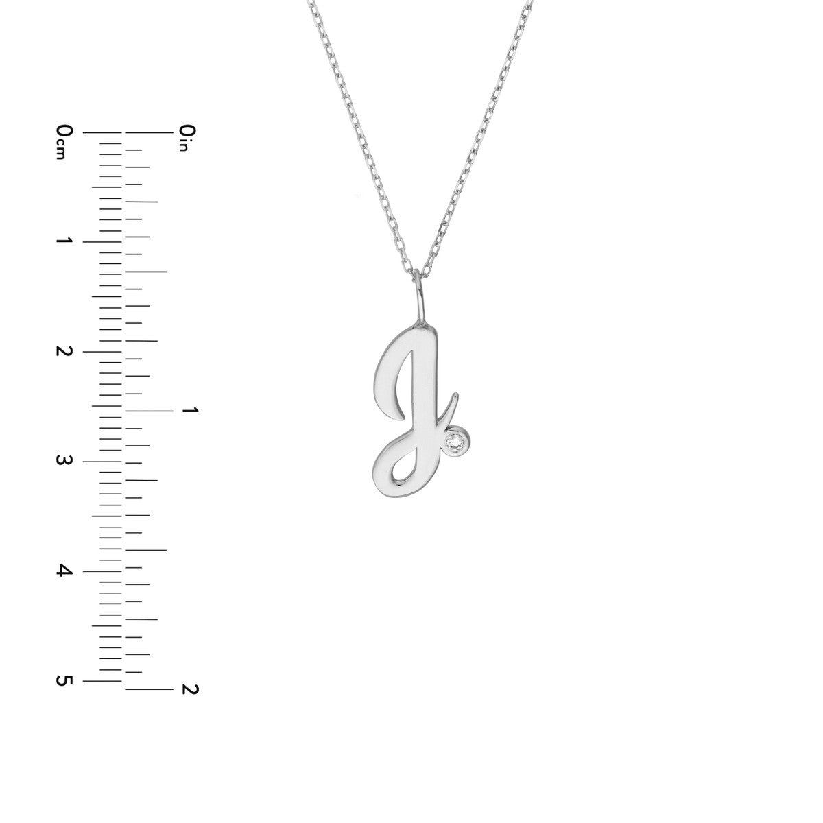 Script 'J' with Diamond Bezel Necklace 14K Gold
