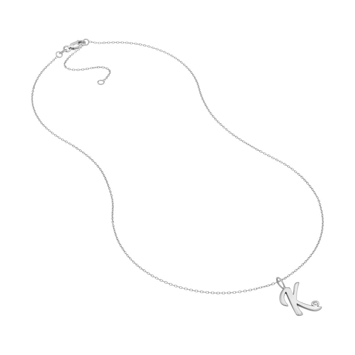 Script 'K' Diamond Bezel Necklace 14K Gold