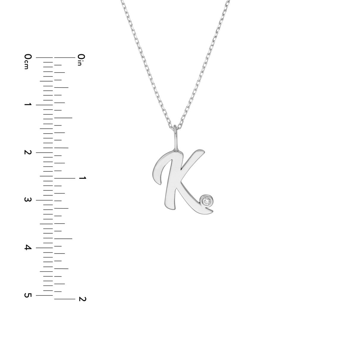 Script 'K' Diamond Bezel Necklace 14K Gold