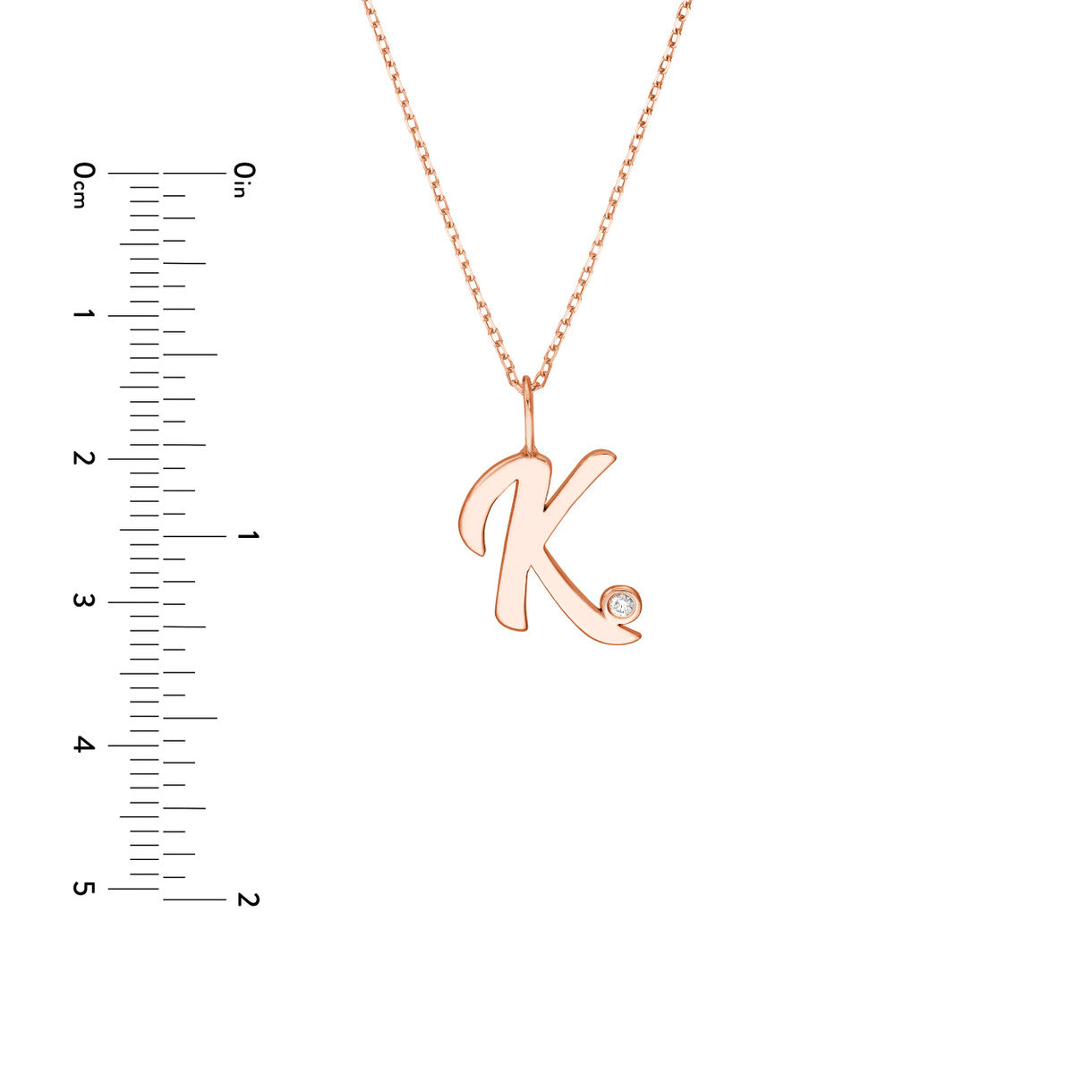 Script 'K' Diamond Bezel Necklace 14K Gold