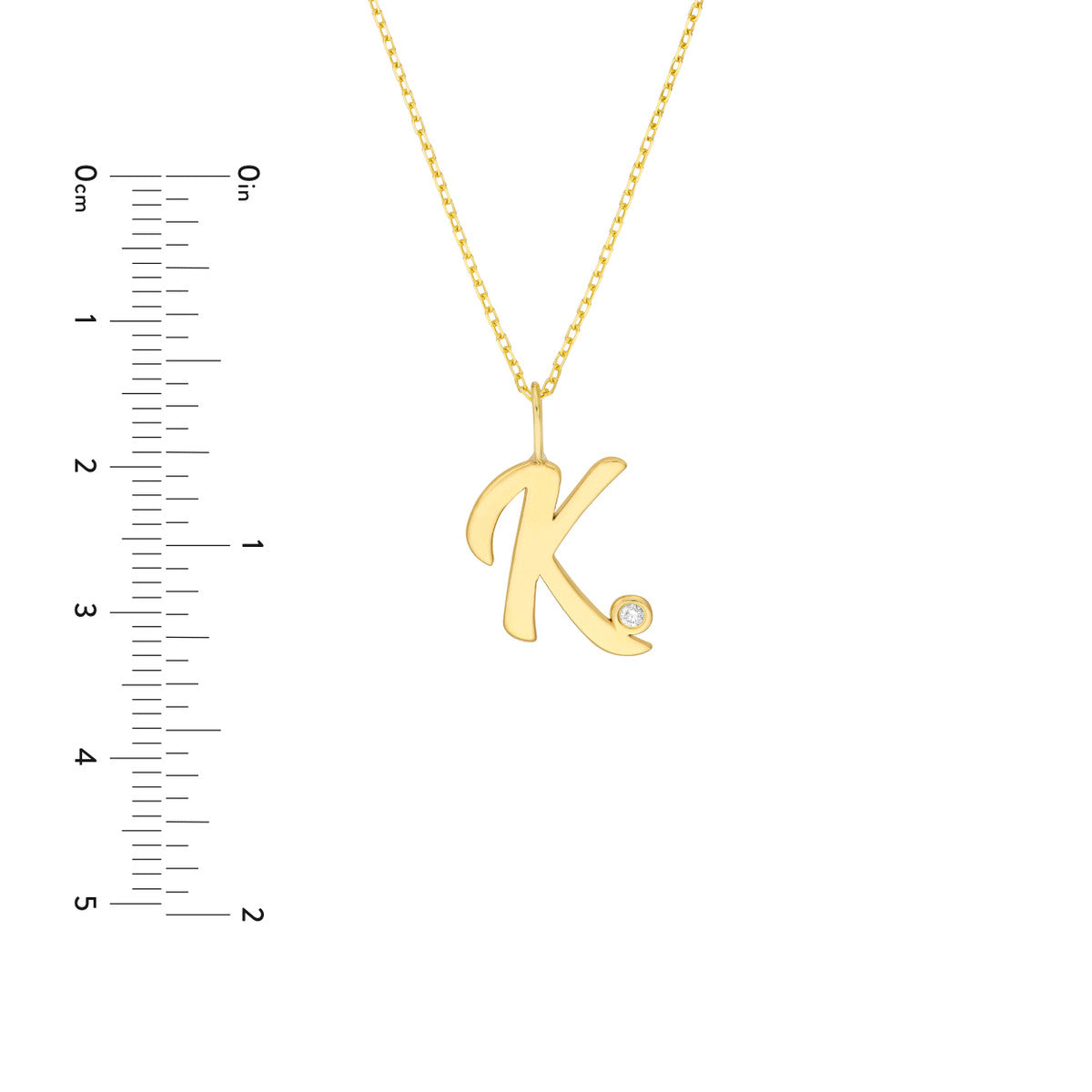 Script 'K' Diamond Bezel Necklace 14K Gold