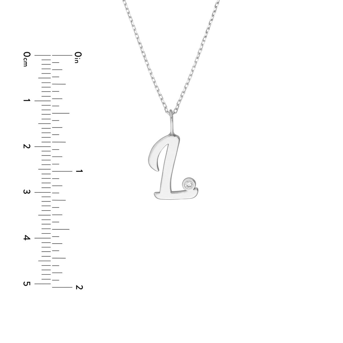 Script 'L' with Diamond Bezel Necklace 14K Gold