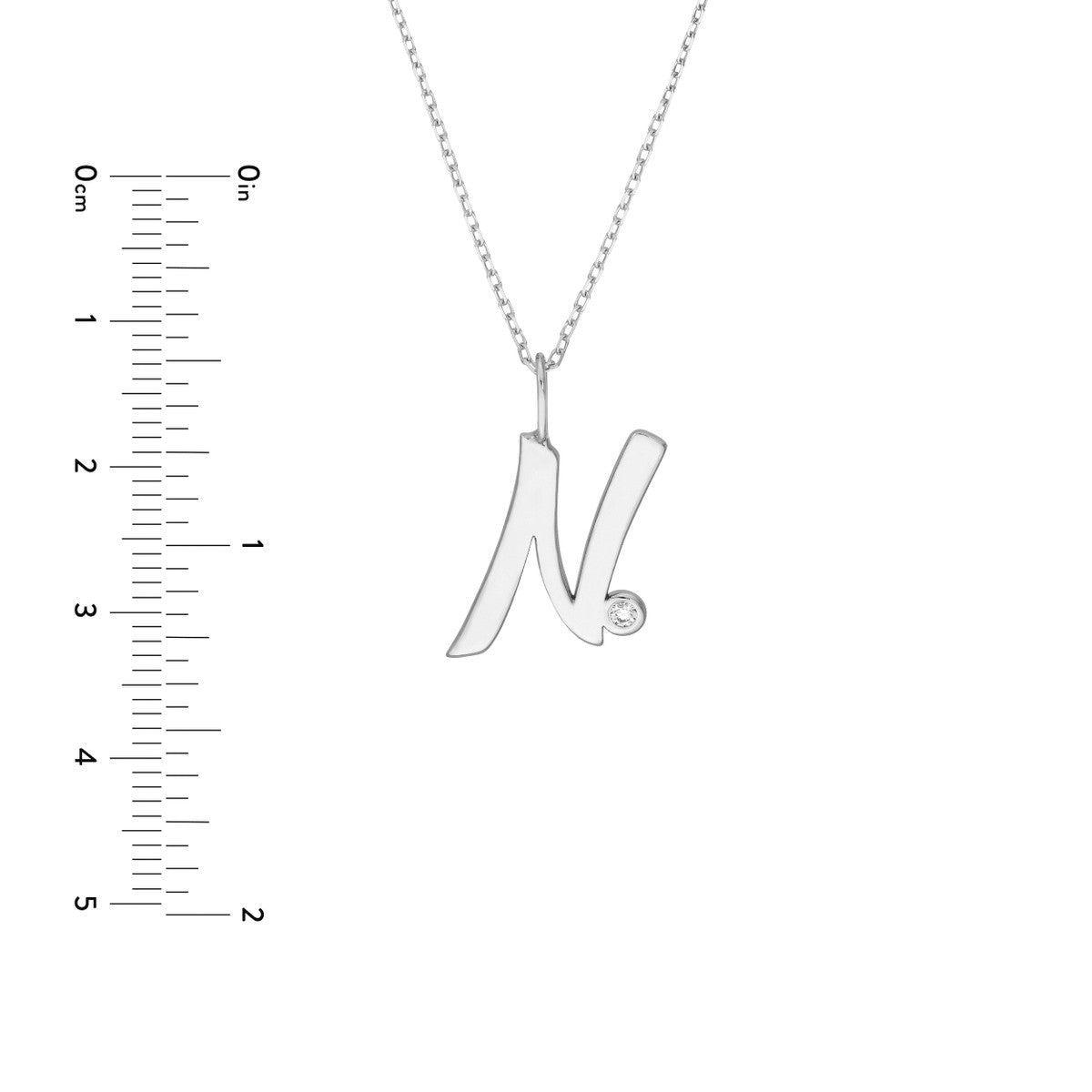 Script 'N' with Diamond Bezel Necklace 14K Gold
