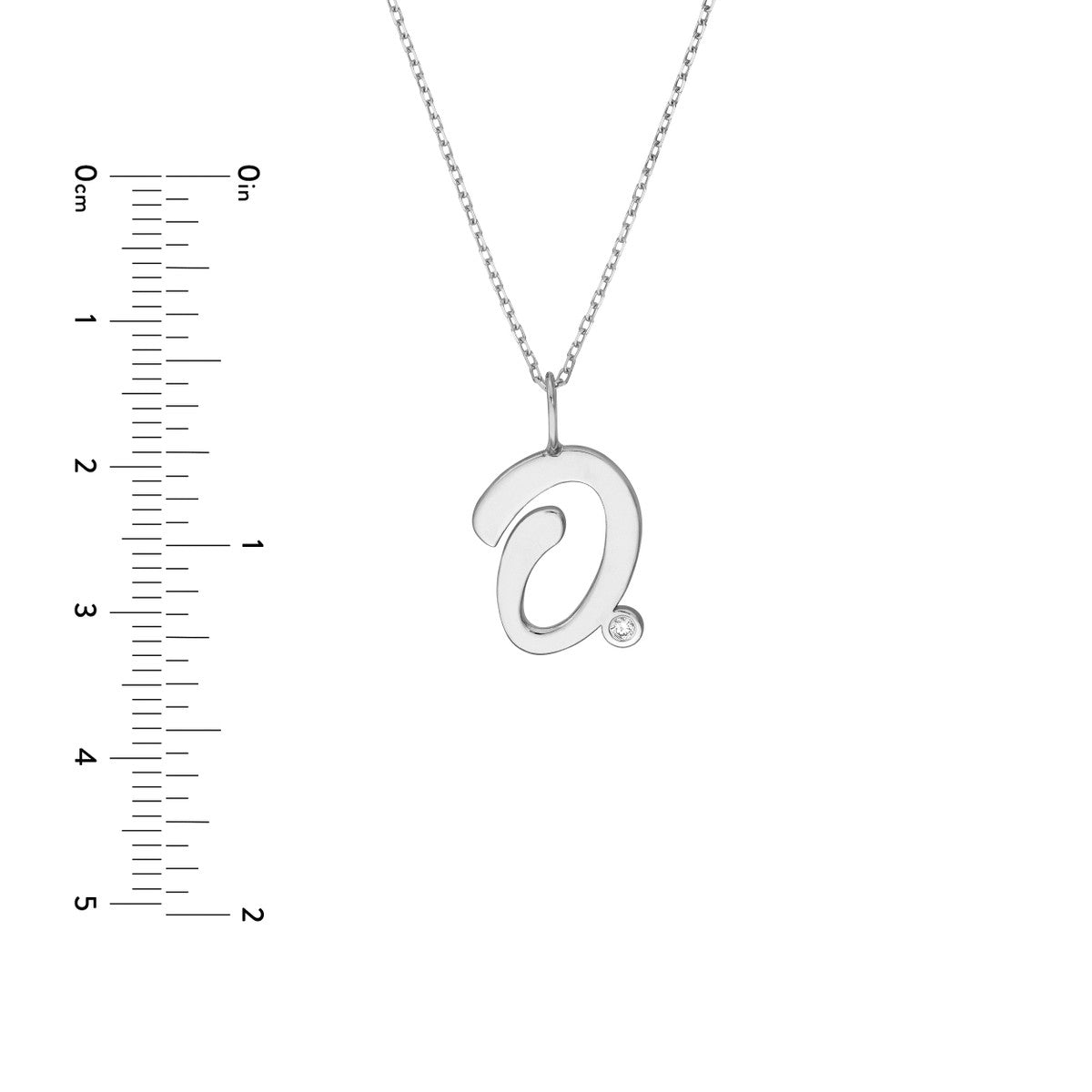 Script 'O' with Diamond Bezel Necklace 14K Gold