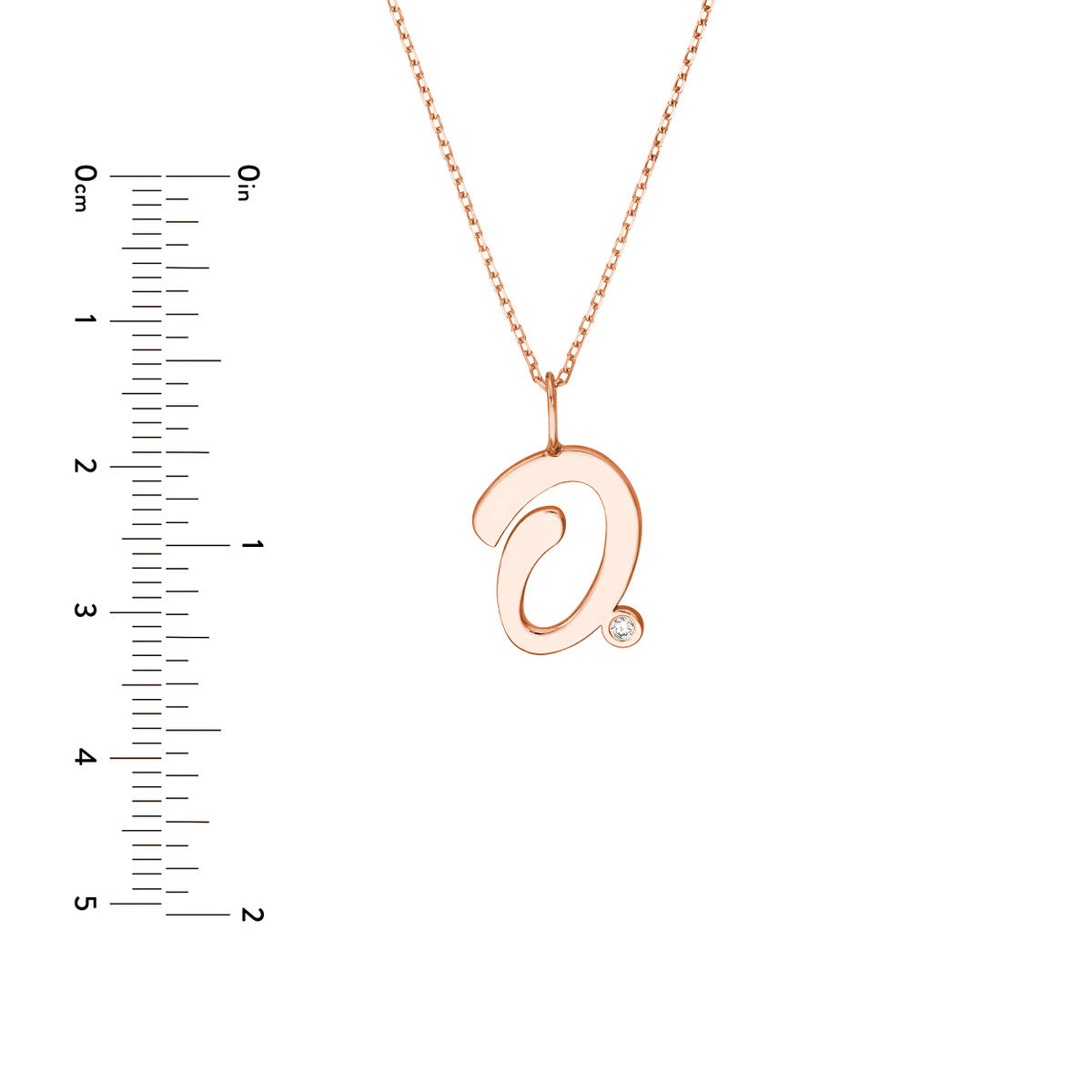 Script 'O' with Diamond Bezel Necklace 14K Gold