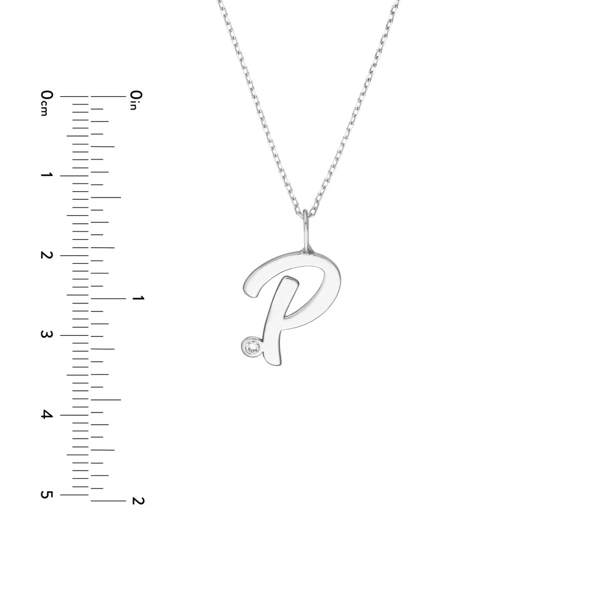 Script 'P' with Diamond Bezel Necklace 14K Gold