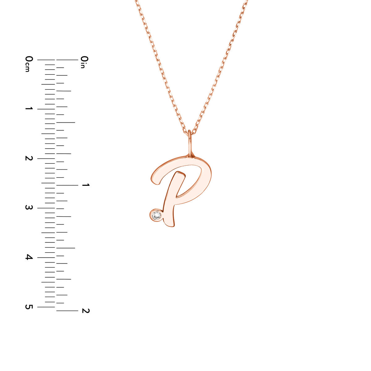 Script 'P' with Diamond Bezel Necklace 14K Gold
